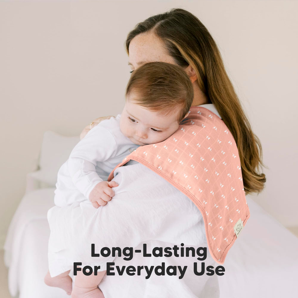 KeaBabies Lumi burp cloth neutral palette appealing to both boys and girls.