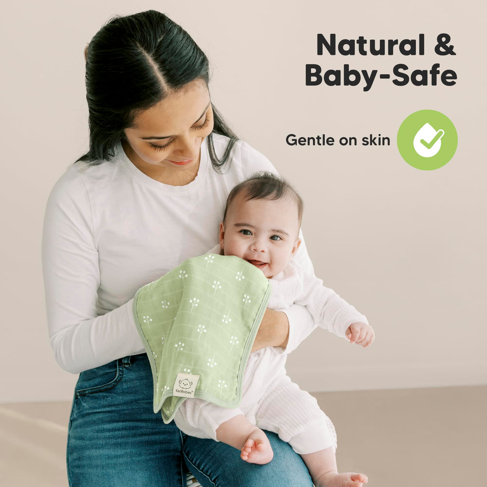 KeaBabies Lumi burp cloth ultra-soft fibers gentle on baby's skin.