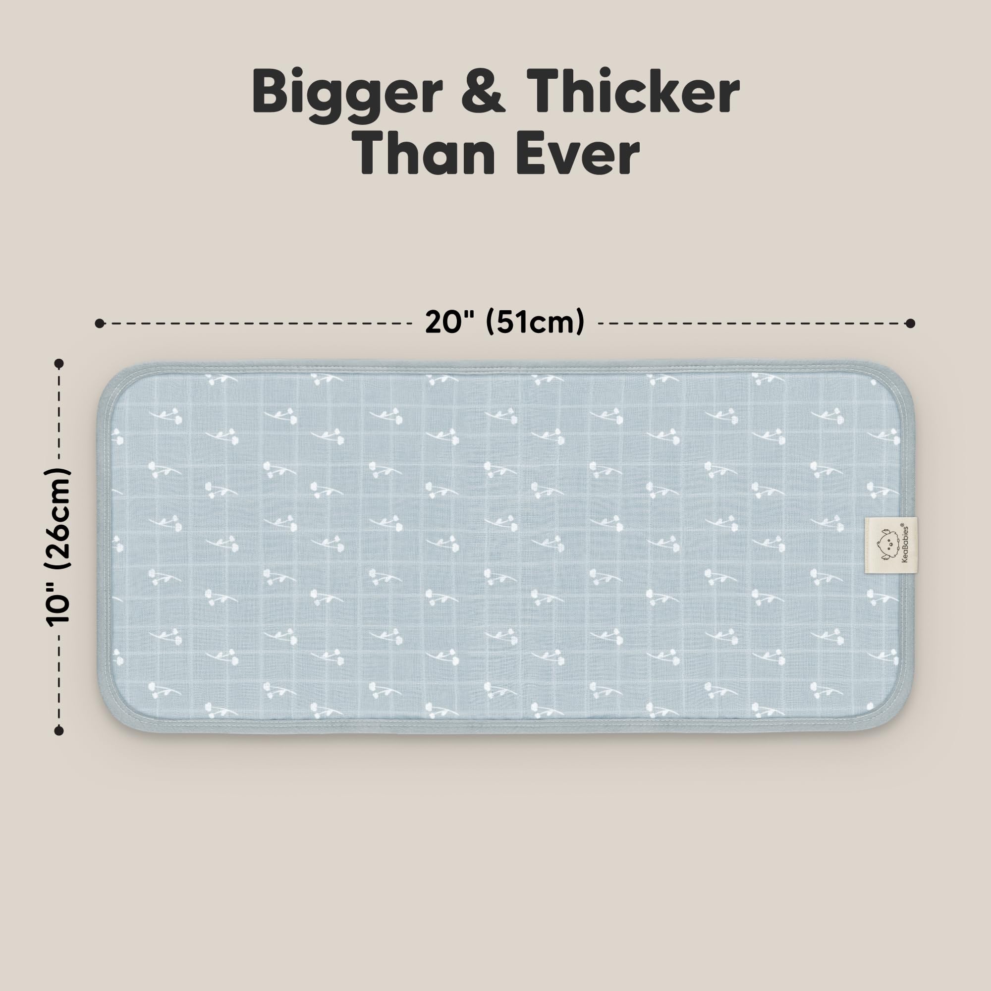 KeaBabies Lumi burp cloth spill-proof design with generous coverage for spit-ups.