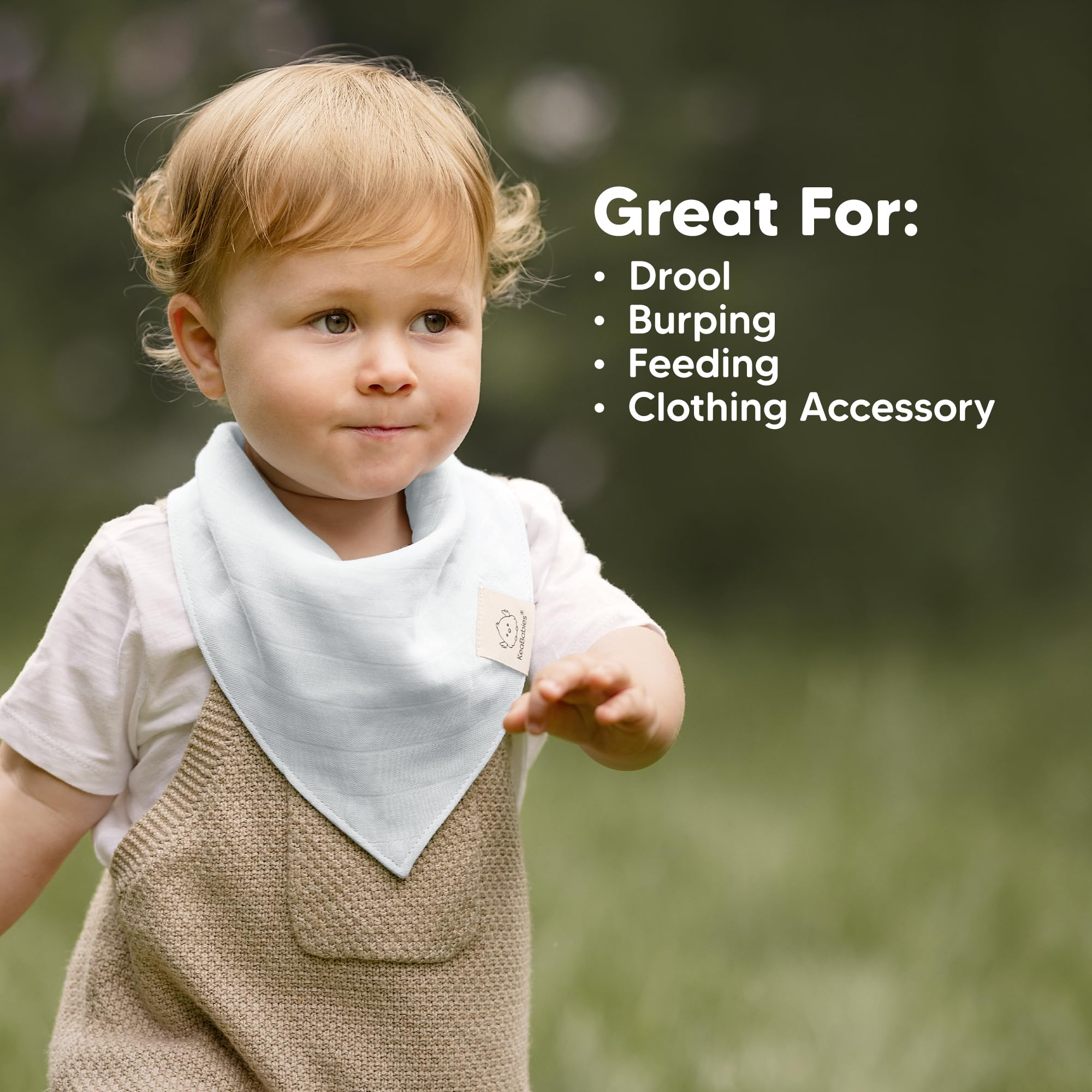 KeaBabies Lumi Muslin Bib in Dew color complements outfits
