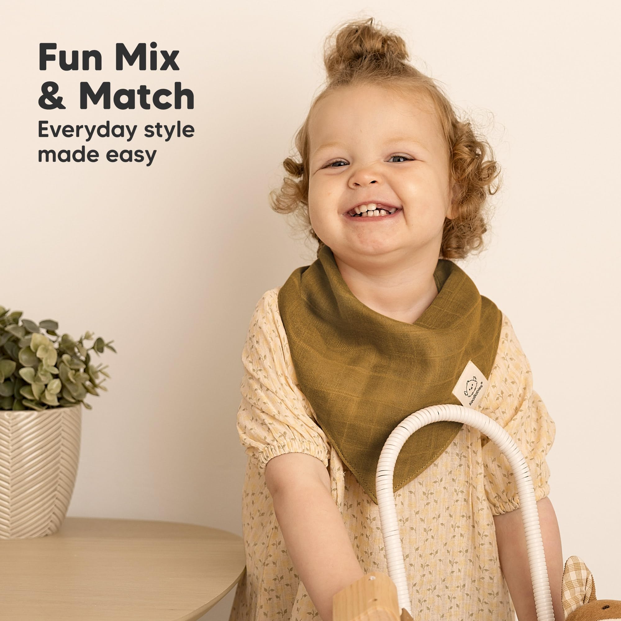 KeaBabies Lumi Muslin Bib easy-care fabric dries quickly
