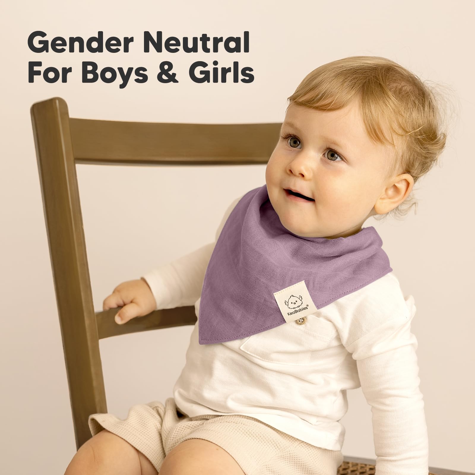 KeaBabies Lumi lavender muslin bib washed and dried to show breathable fabric.