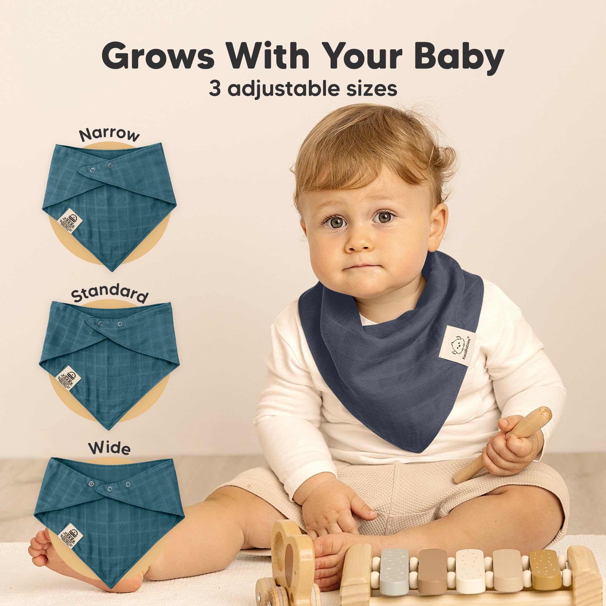 KeaBabies Lumi Muslin Bib teething-friendly soft for sensitive skin