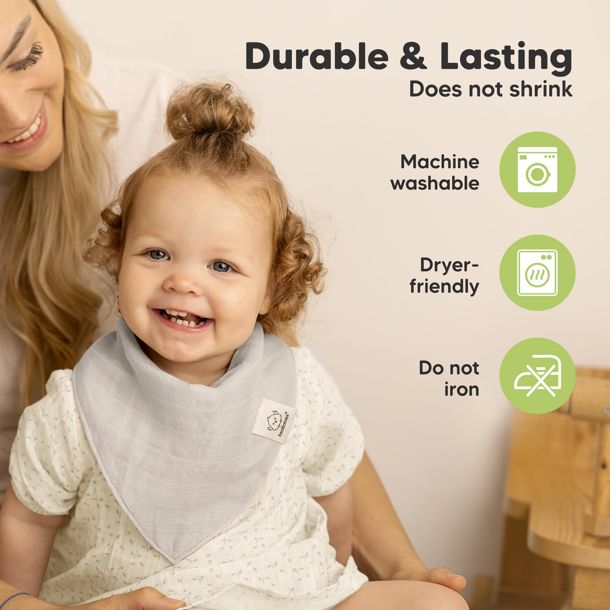 KeaBabies Lumi Muslin Bibs Adjustable Snaps: grows with baby from 0 to 36 months