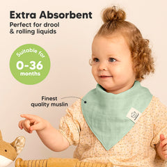 KeaBabies Lumi Muslin Bibs pack folded shows compact form for on-the-go feeding.