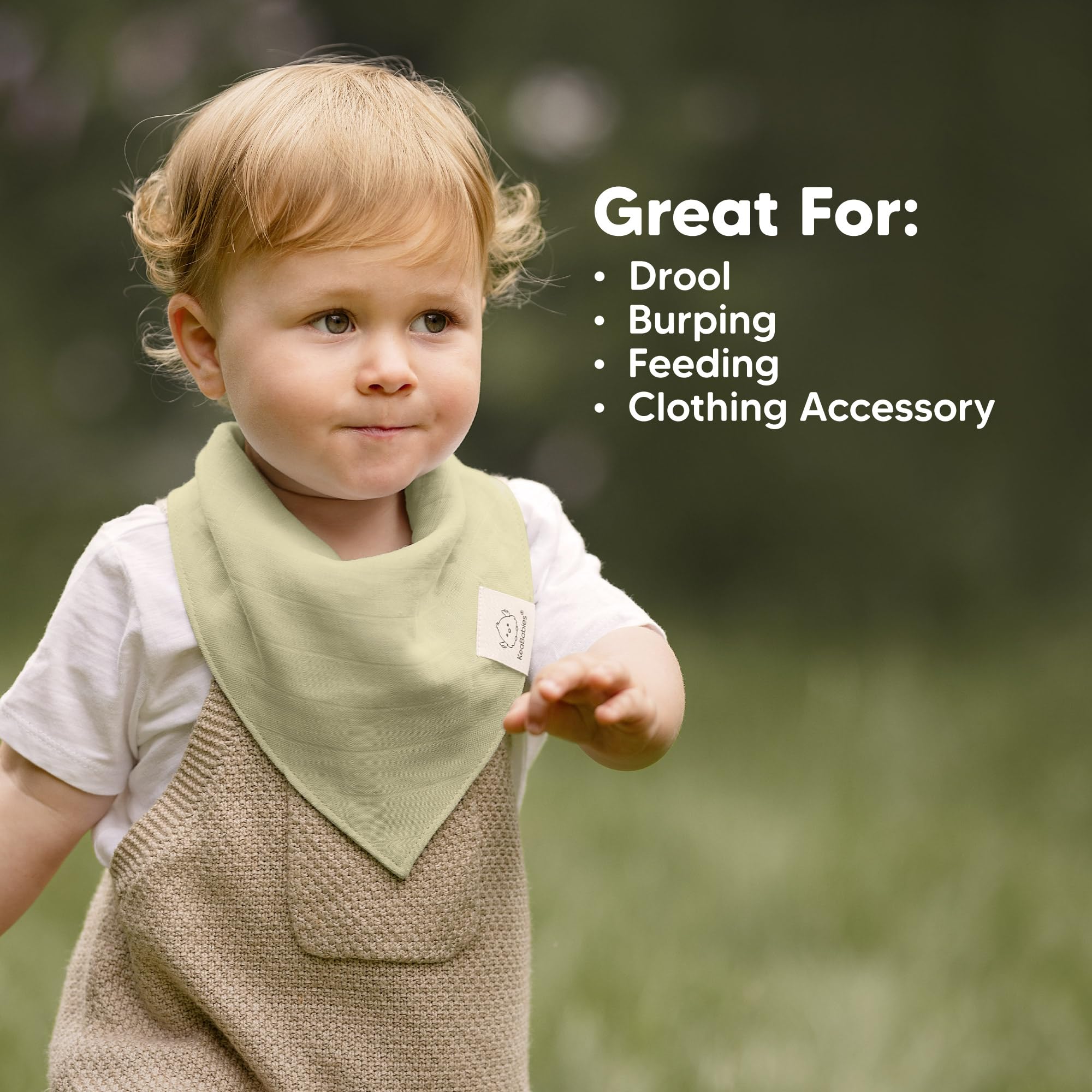 KeaBabies Lumi Muslin Bibs Sahara care-ready, machine-washable for busy parents.