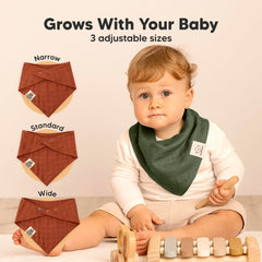 KeaBabies Lumi Muslin Bibs Sahara teething-friendly fit for growing babies.