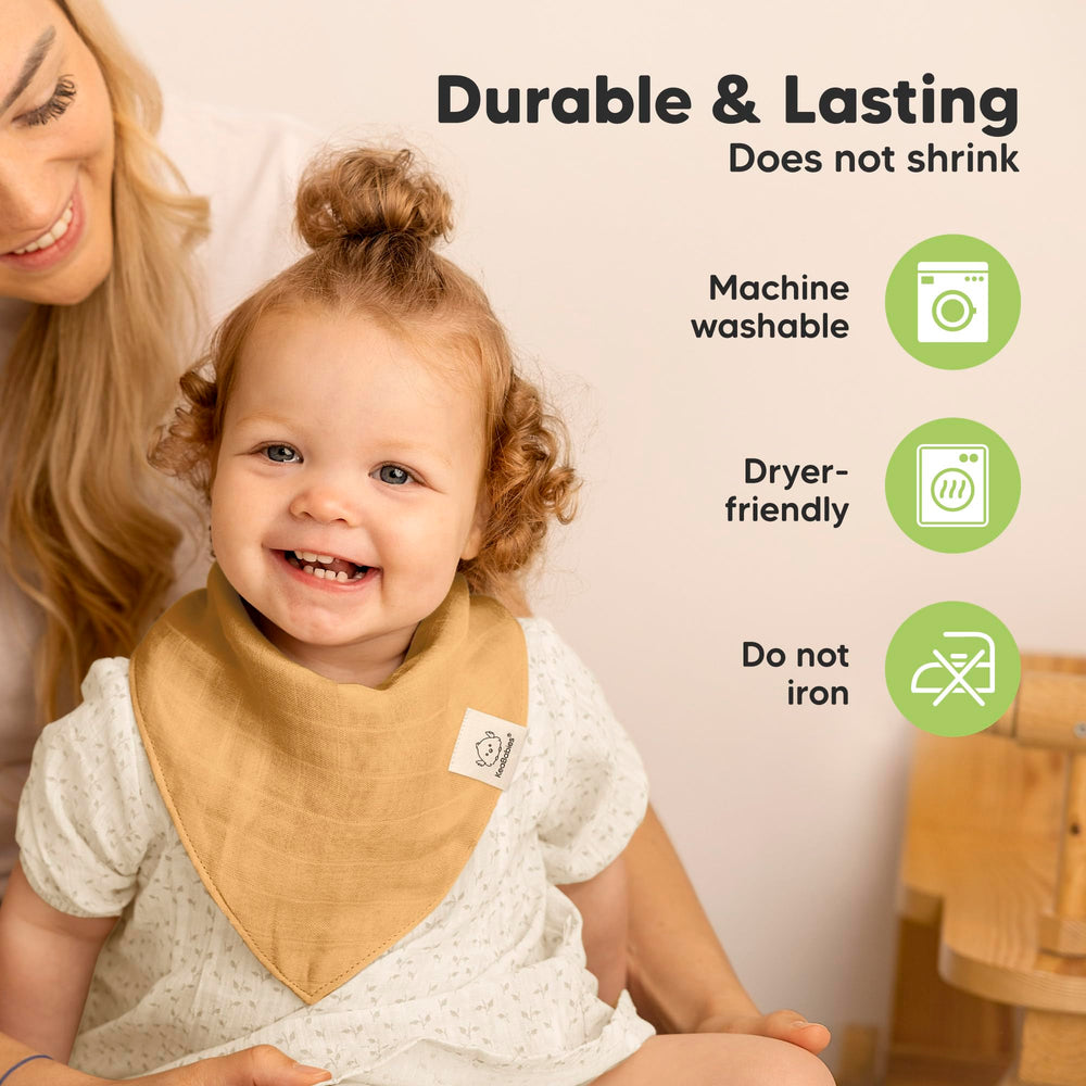 KeaBabies Lumi Muslin Bibs Sahara unisex design pairs with any outfit.