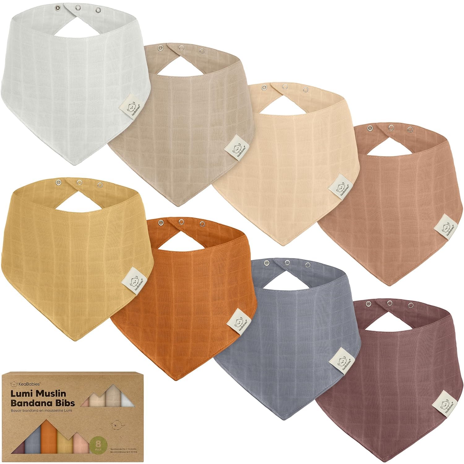 KeaBabies Lumi Muslin Bibs Spice-1 soft absorbent drool bib in Spice color for teething days