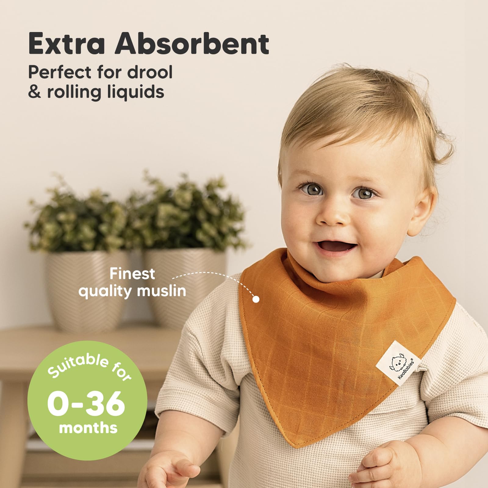 KeaBabies Lumi Muslin Bibs Spice-2 versatile bib doubles as burp cloth