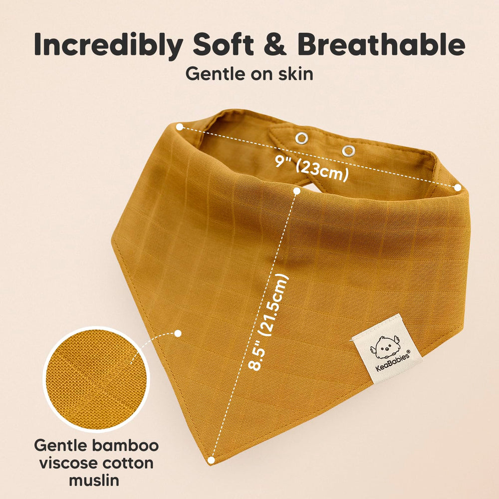 KeaBabies Lumi Muslin Bibs Spice-3 breathable cool-to-the-touch fabric for sensitive skin