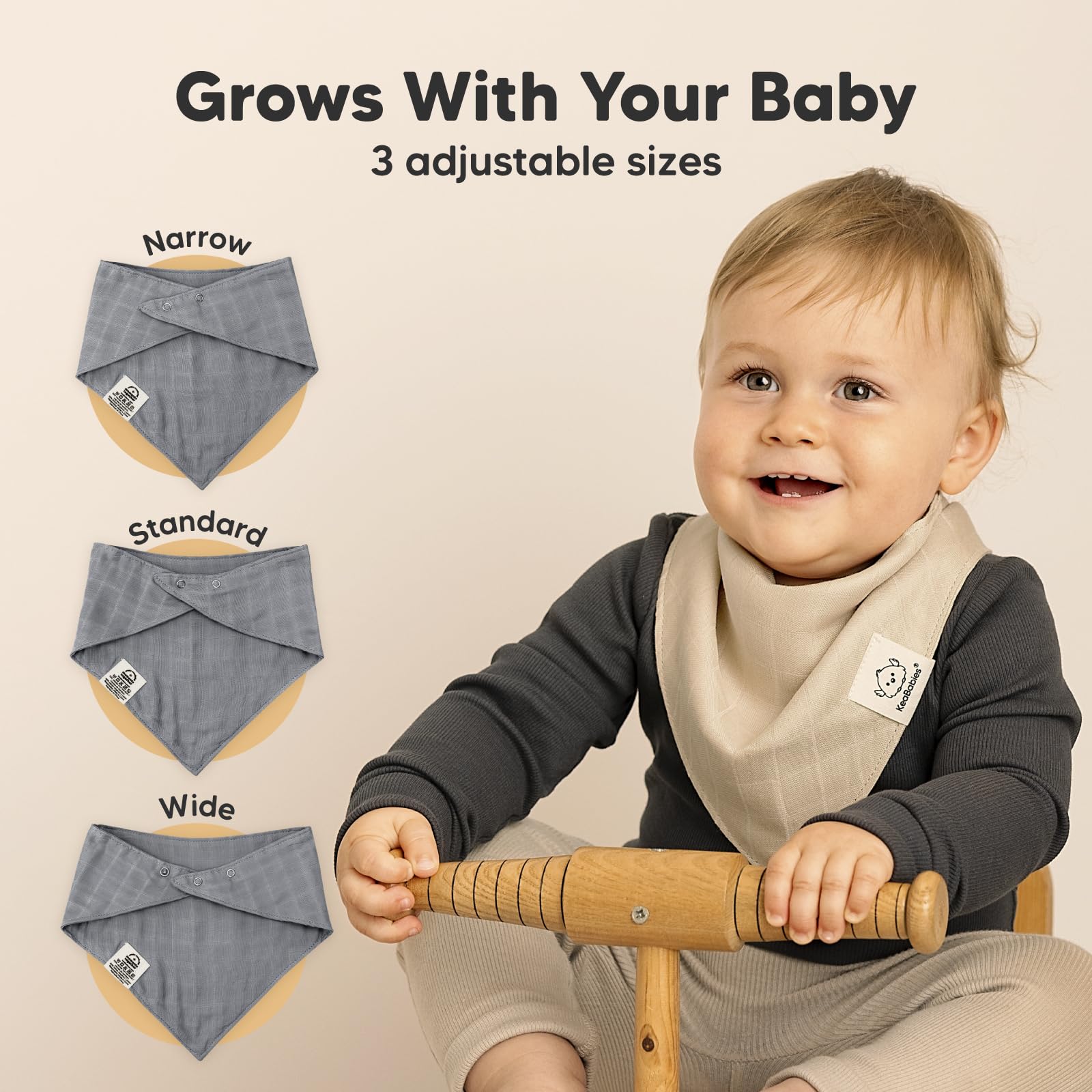 KeaBabies Lumi Muslin Bibs Spice-4 unisex design with adjustable snaps for growth