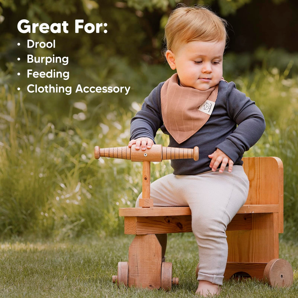 KeaBabies Lumi Muslin Bibs Spice-9 durable stitching for growing toddlers to 36 months