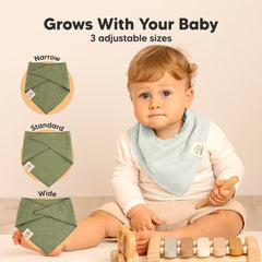 KeaBabies Lumi Muslin Bibs Triangle Style On Baby: versatile as burp cloth and wipe cloth
