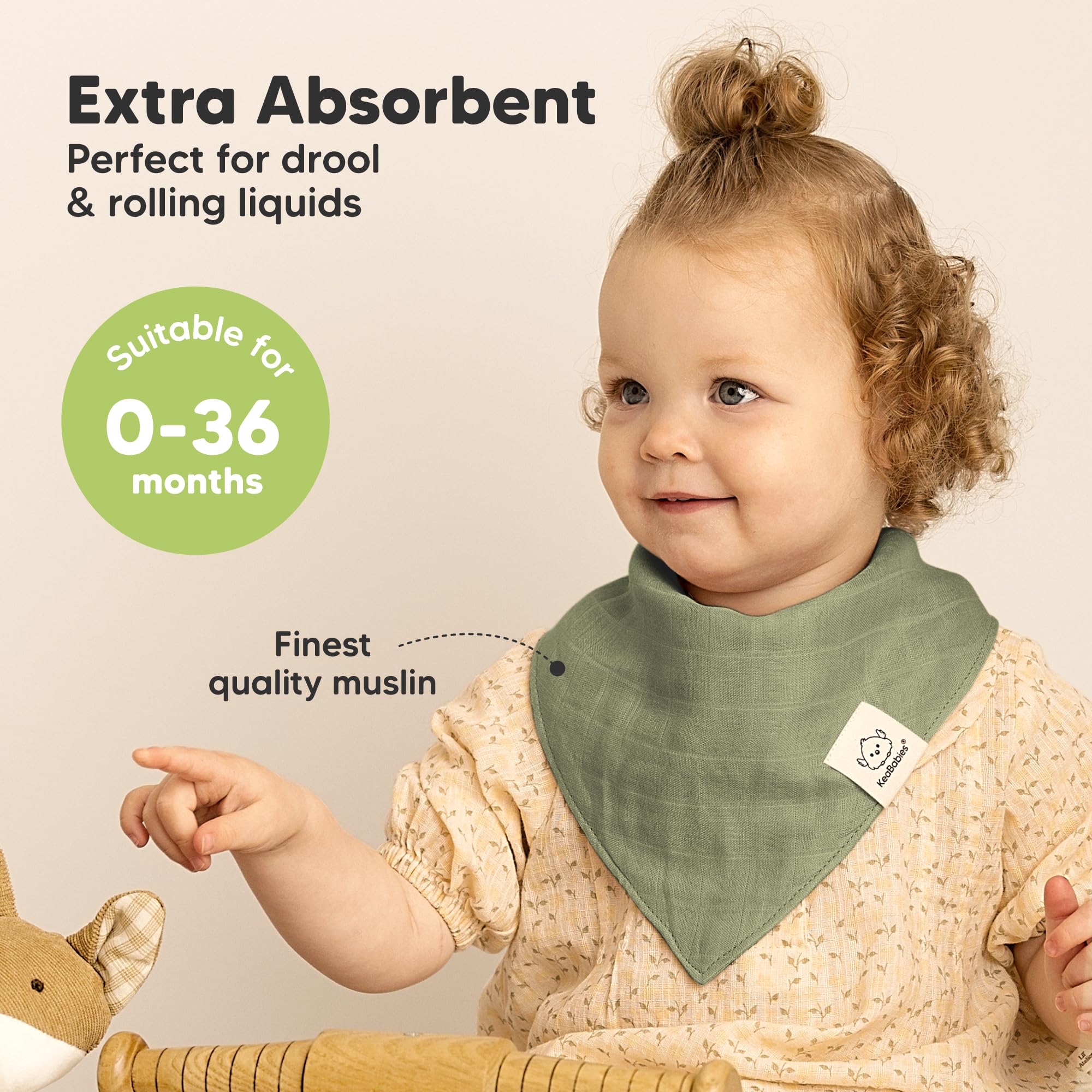 KeaBabies Lumi Muslin Bibs Ultra-Soft Closeup: gentle on skin, breathable comfort