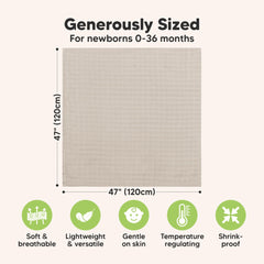 KeaBabies Lumi Muslin Swaddle Mirage — generous 47x47 size grows with baby.