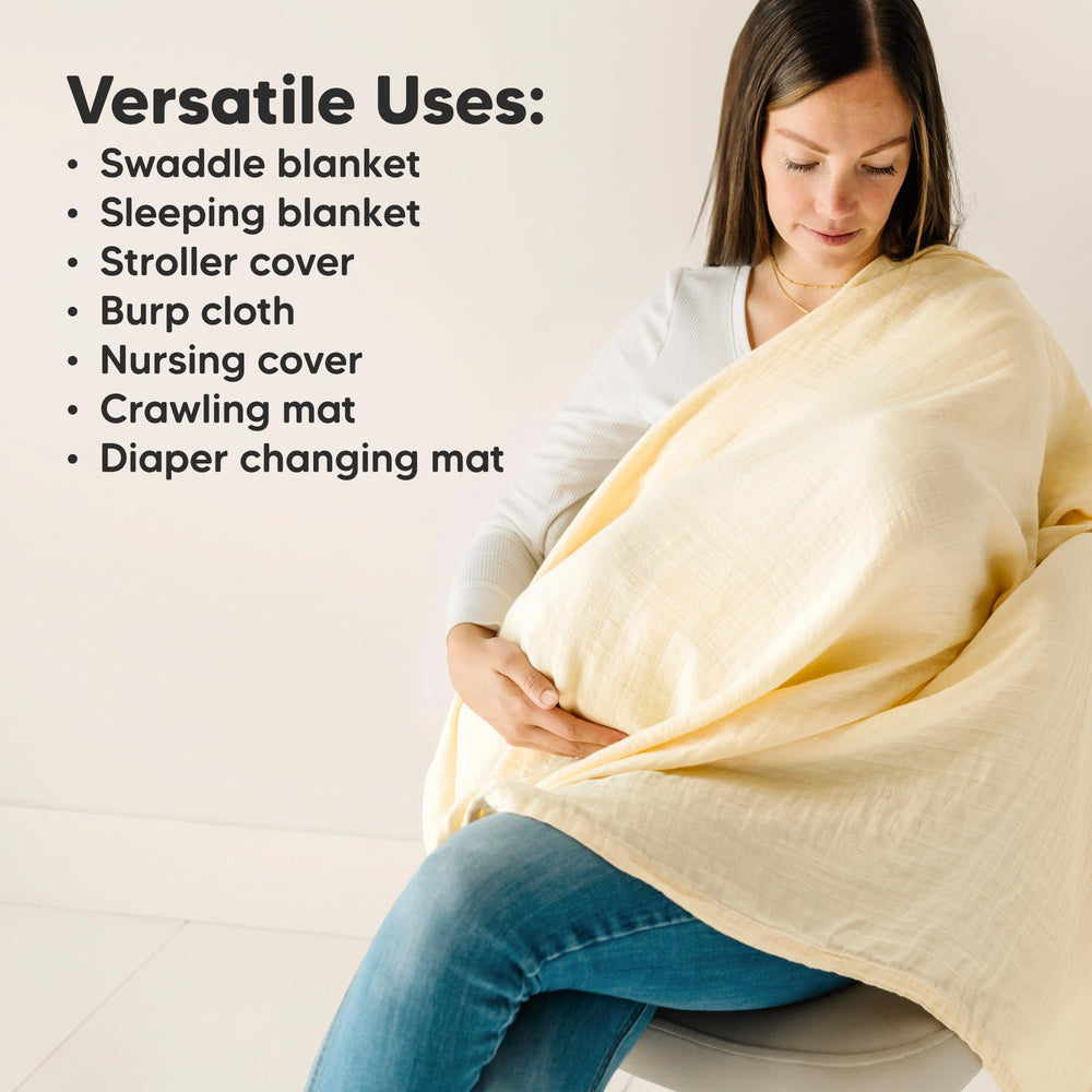 KeaBabies Lumi Muslin Swaddle Mirage — gift-ready in kraft box.