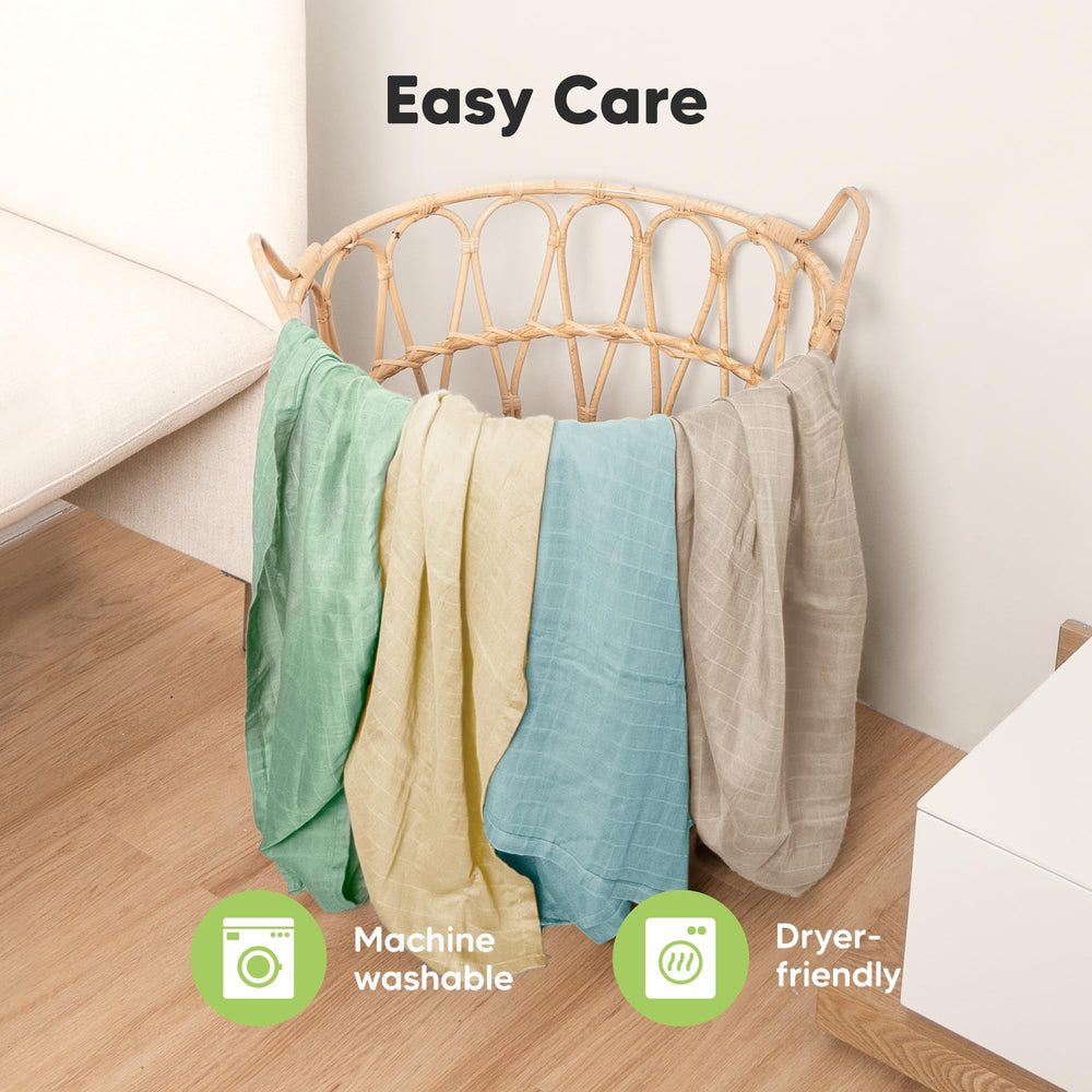 KeaBabies Lumi Muslin Swaddle Mirage — machine washable and dryer-friendly.