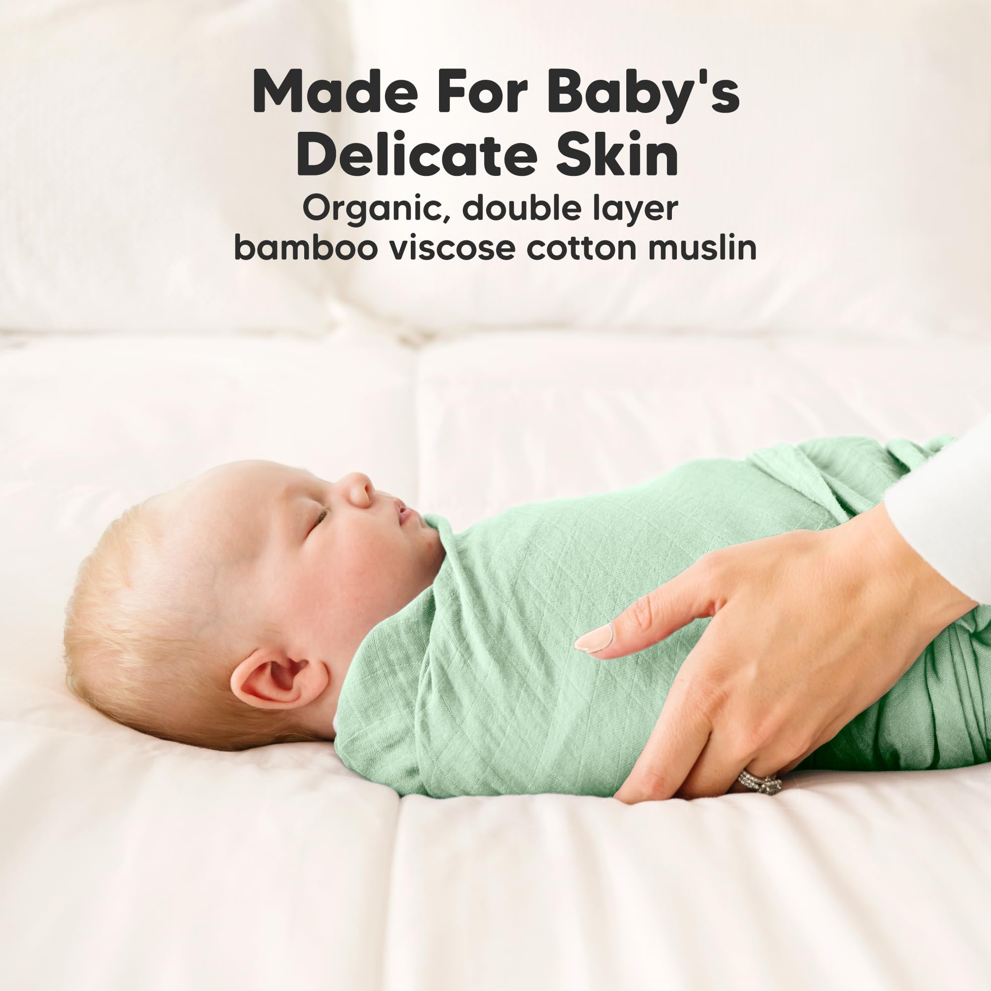 KeaBabies Lumi Muslin Swaddle Mirage — non-wrinkle design for easy care.