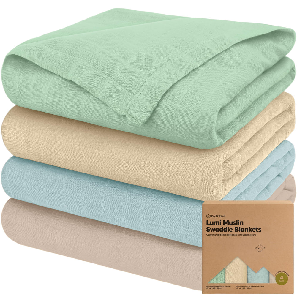 KeaBabies Lumi Muslin Swaddle Mirage — buttery softness for baby skin.
