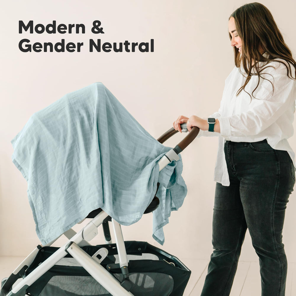 KeaBabies Lumi Muslin Swaddle Mirage — unisex, neutral design for nursery.