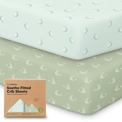 KeaBabies Lunaris crib sheets pack folded, showing soft neutral design for cozy naps