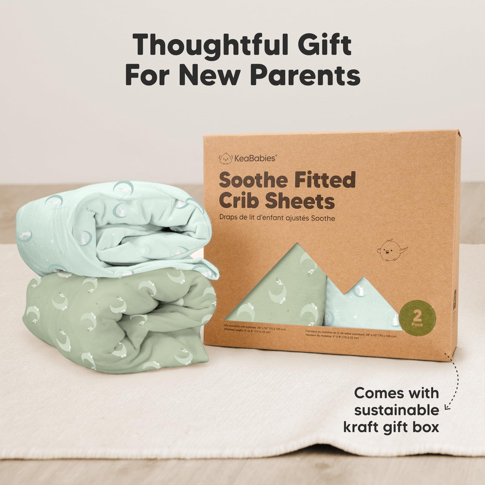 KeaBabies Lunaris prints neutral bedding for gender-neutral nursery aesthetics
