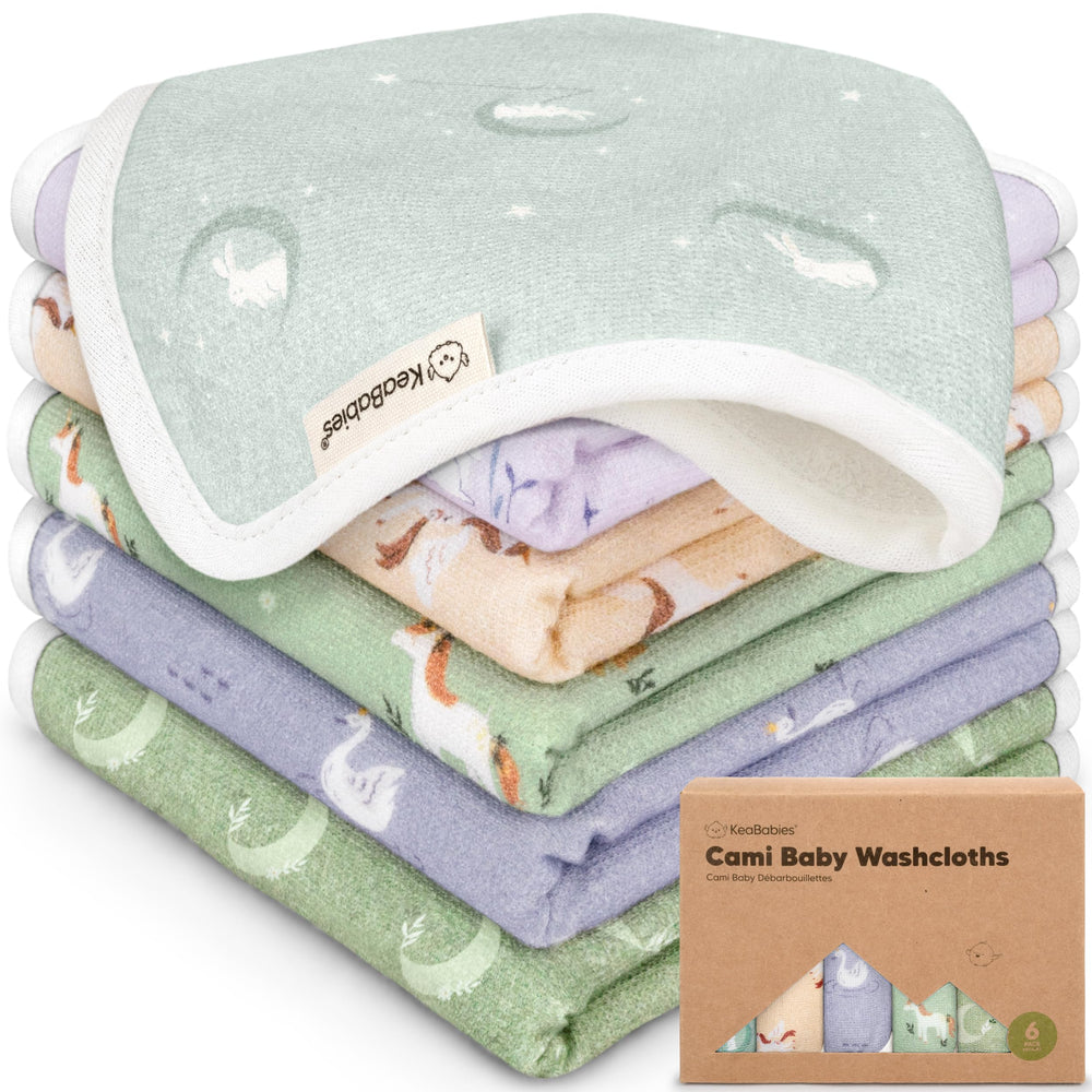 KeaBabies Lunaris soft cotton washcloth closeup for newborn gentle cleansing
