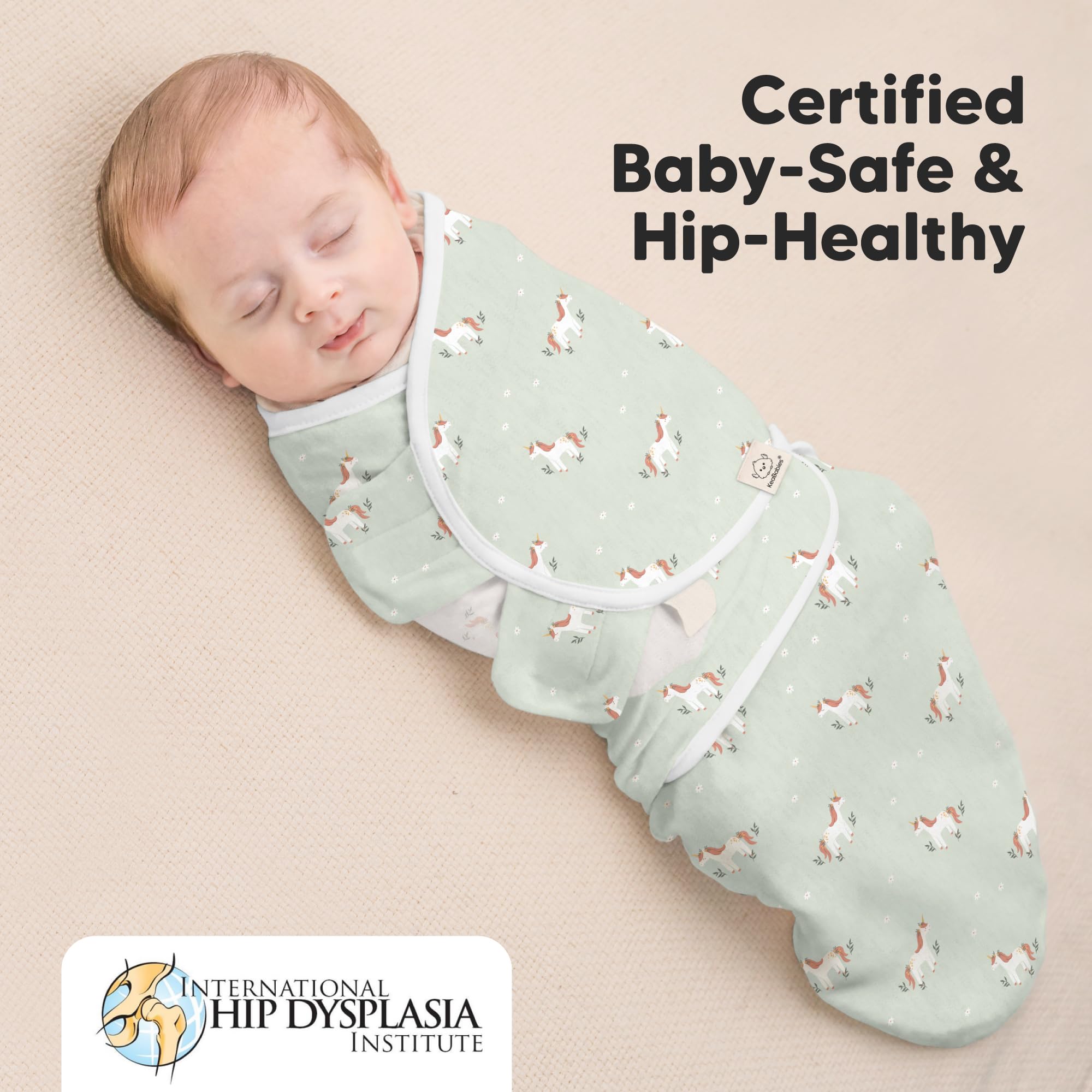 KeaBabies Lunaris swaddle diaper-change zip allows sleep-time diaper changes without unwrapping.