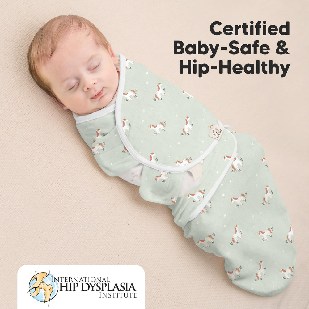 KeaBabies Lunaris swaddle diaper-change zip allows sleep-time diaper changes without unwrapping.