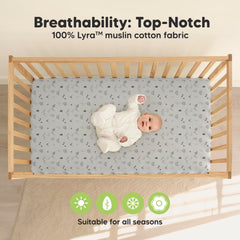 KeaBabies Lyra breathable crib sheets promote cooler nights and restful naps.