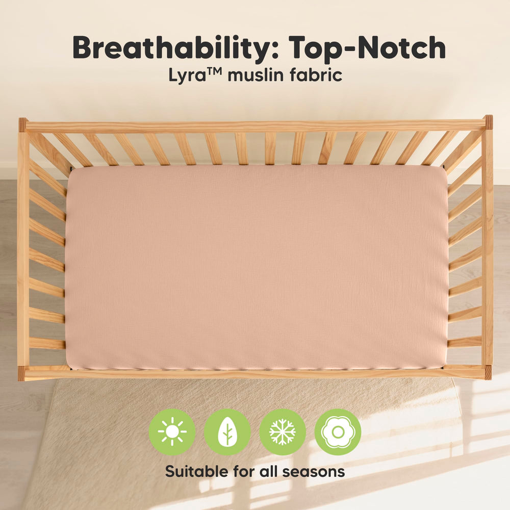 KeaBabies Lyra neutral russet color crib sheets in a modern nursery