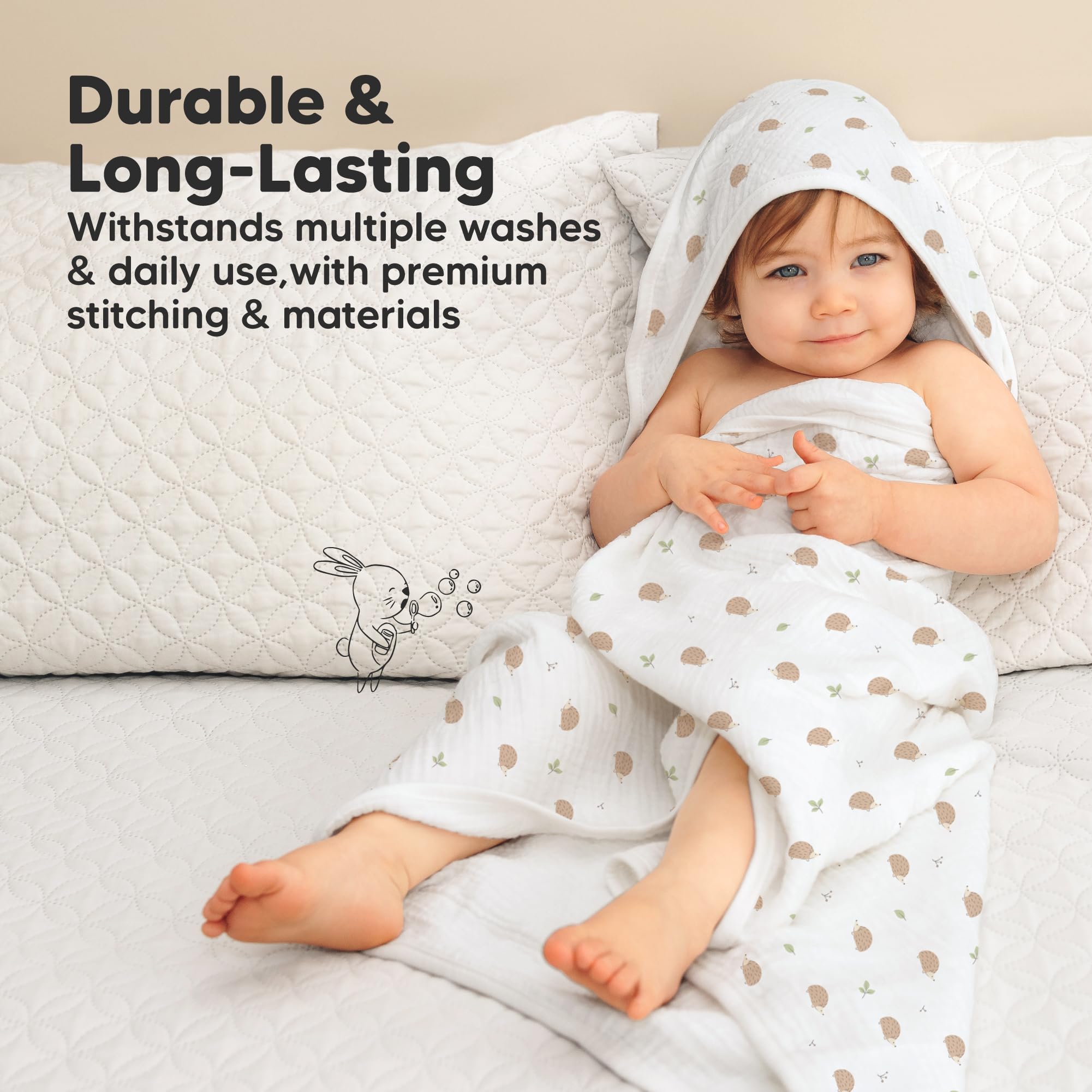 KeaBabies Lyra hooded towel is skin-friendly for newborns and sensitive skin