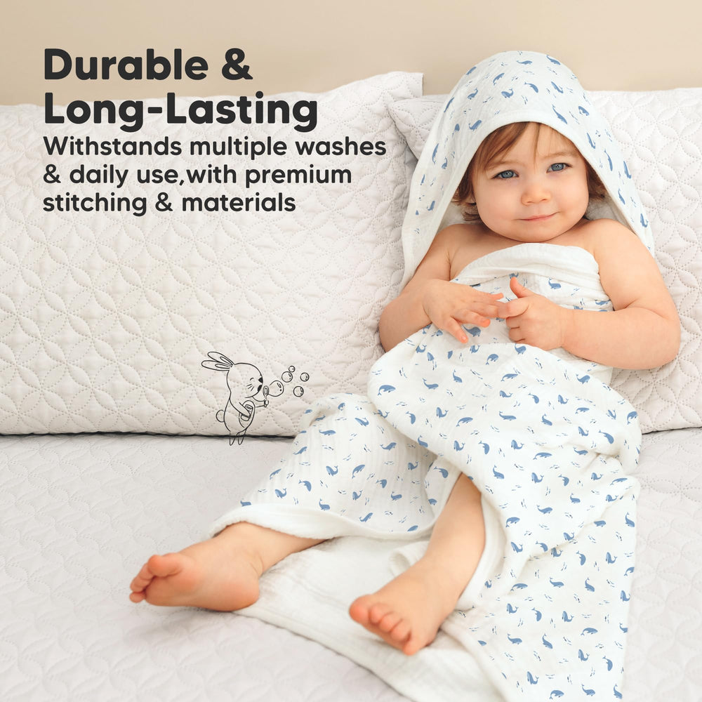 KeaBabies Lyra hooded towel is durable and machine washable for busy families