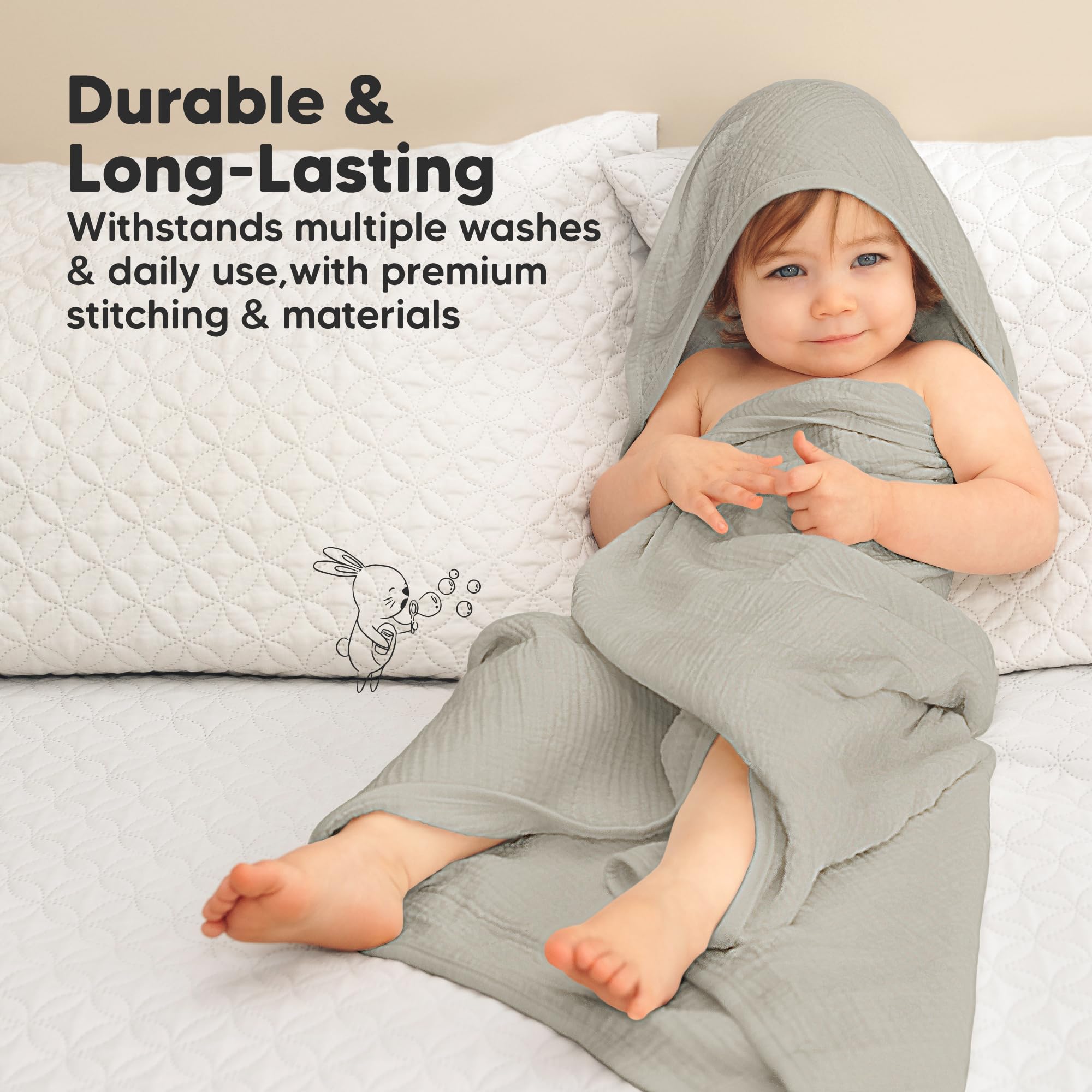 KeaBabies Lyra Muslin Hooded Towel graphite gift-box ready packaging makes a timeless gift.