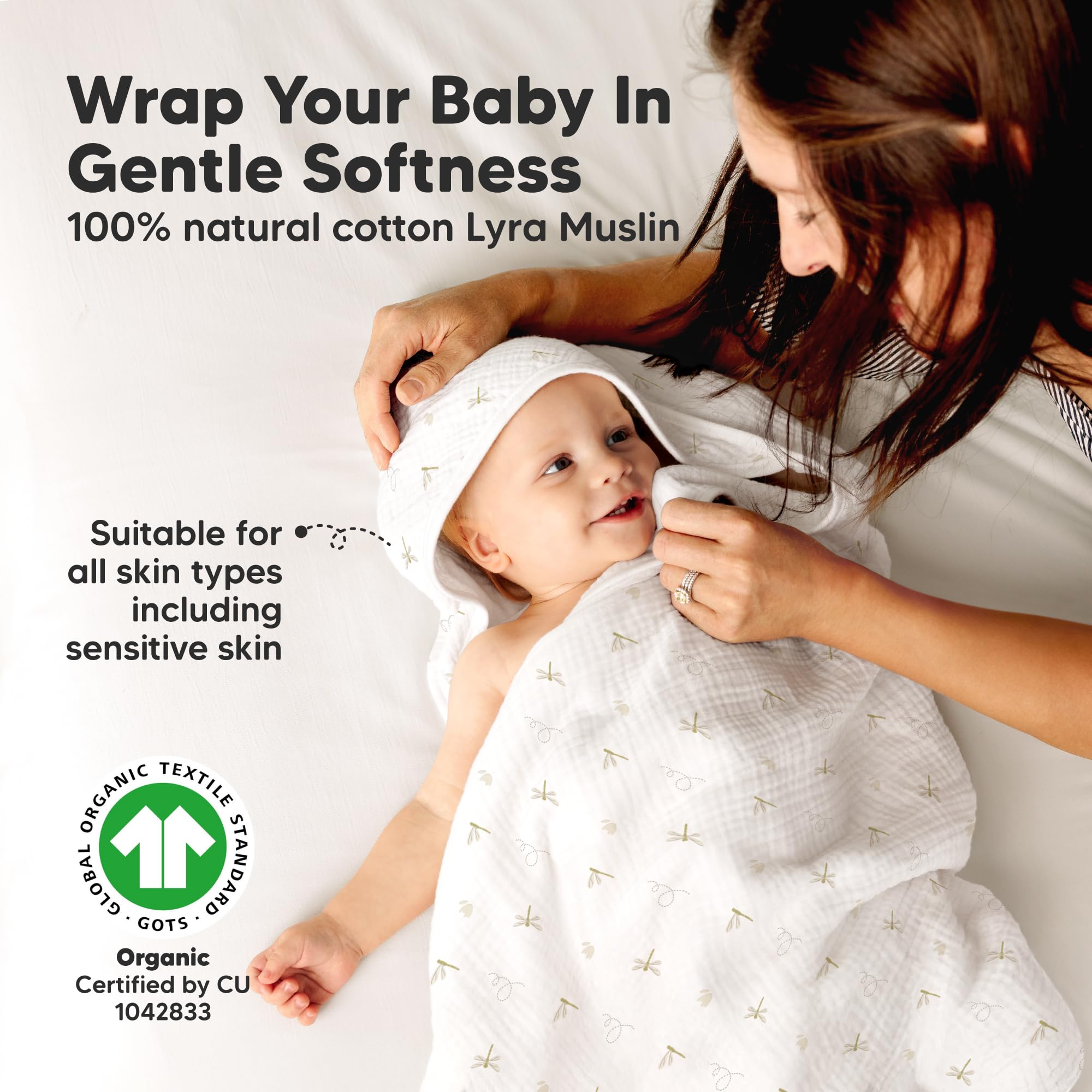 KeaBabies Lyra hooded towel Petite size offers versatile post-bath wrapping.
