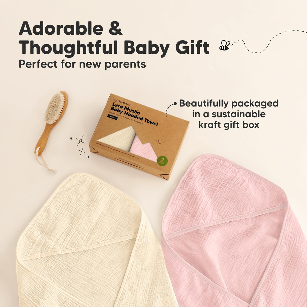 KeaBabies Lyra rose ivory packaging with towel display