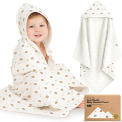 KeaBabies Lyra muslin hooded towel wraps newborn in cozy softness after bath