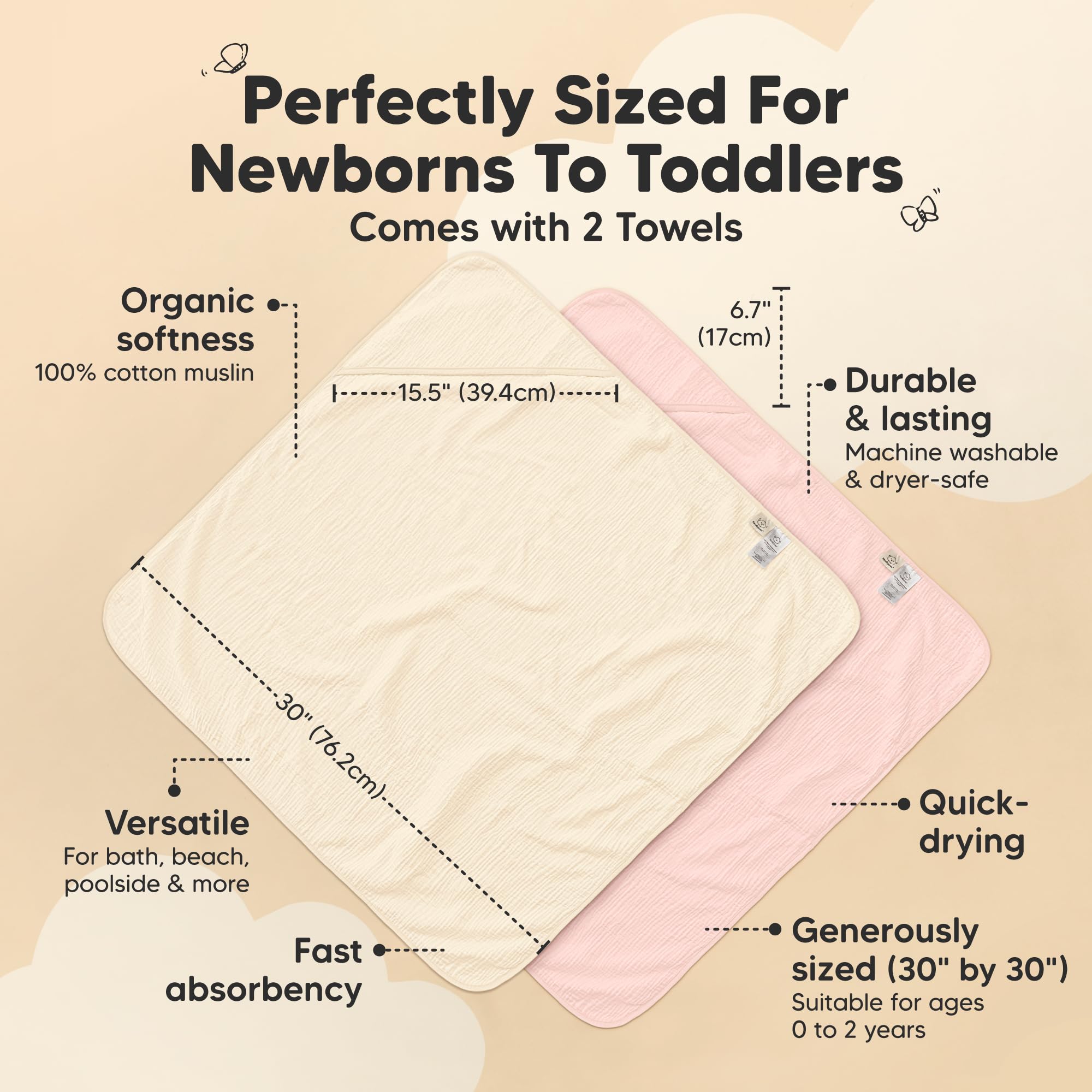 KeaBabies Lyra 4-layer muslin closeup highlights absorbent, breathable fabric