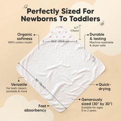 KeaBabies Lyra towel dries babies fast in a lightweight, skin-friendly fabric