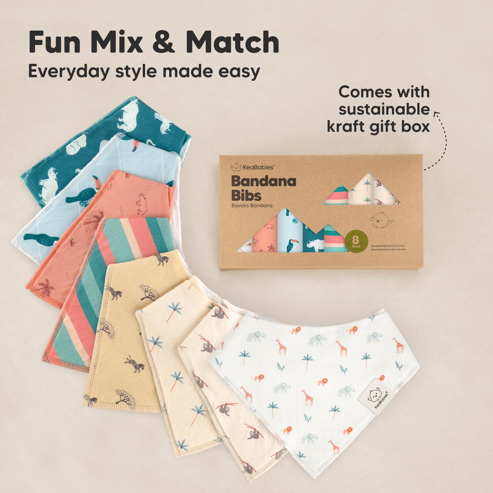 KeaBabies machine-washable bibs stay bright after countless laundry cycles.