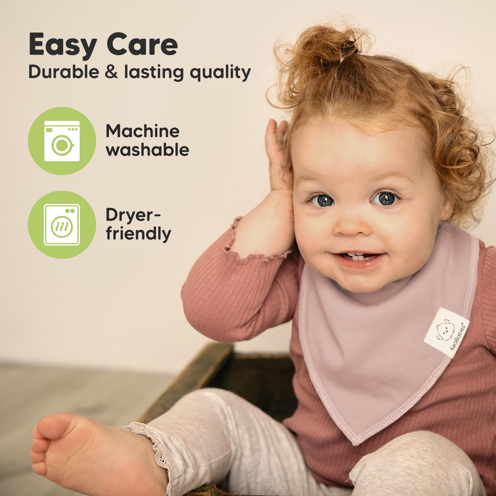 KeaBabies machine-washable bibs simplify laundry during busy parenting days.