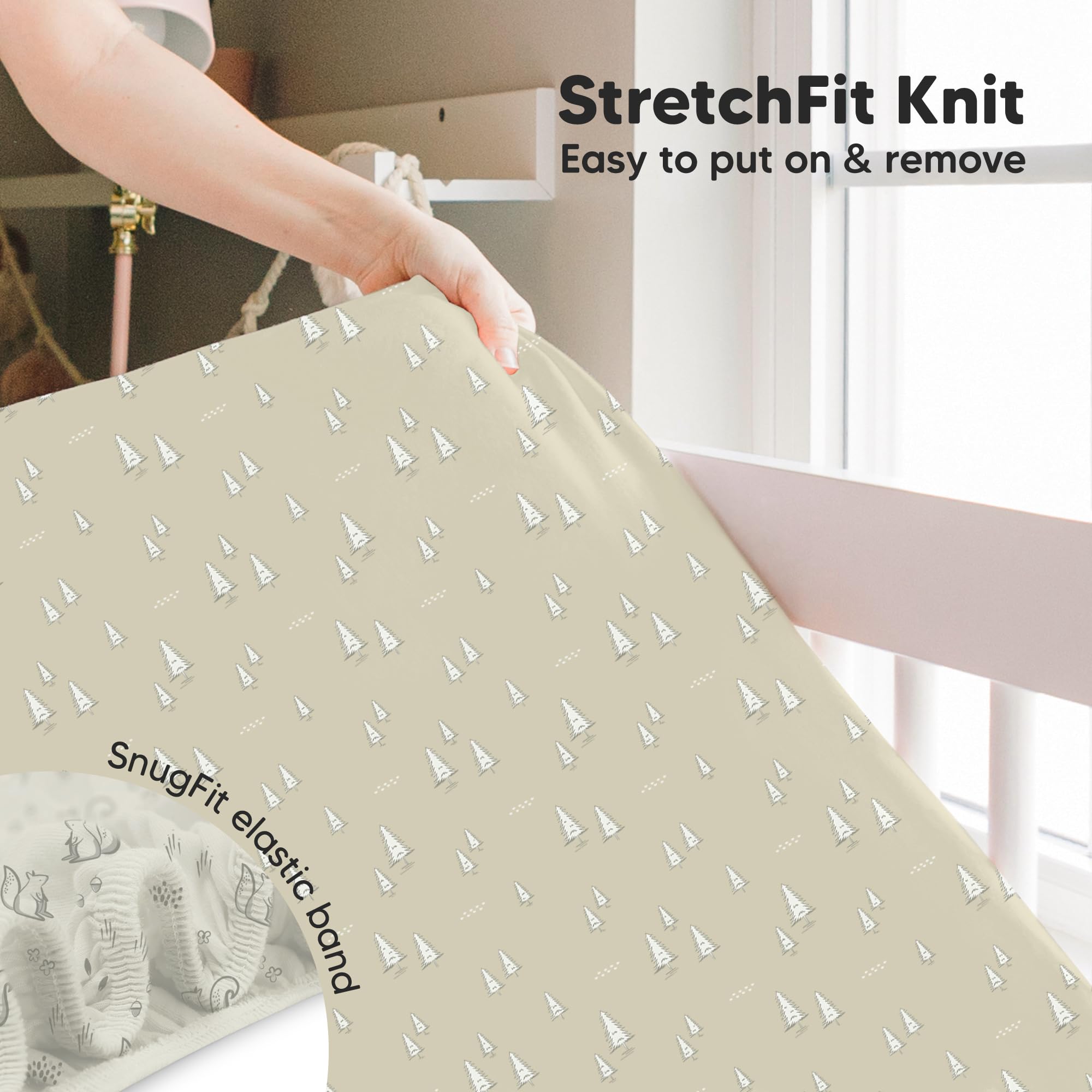 KeaBabies 52x28 crib sheet fits standard mattresses with gentle stretch.