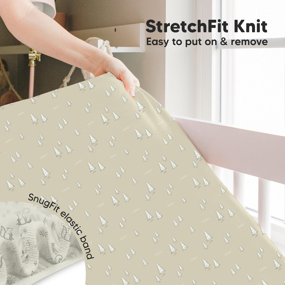 KeaBabies 52x28 crib sheet fits standard mattresses with gentle stretch.