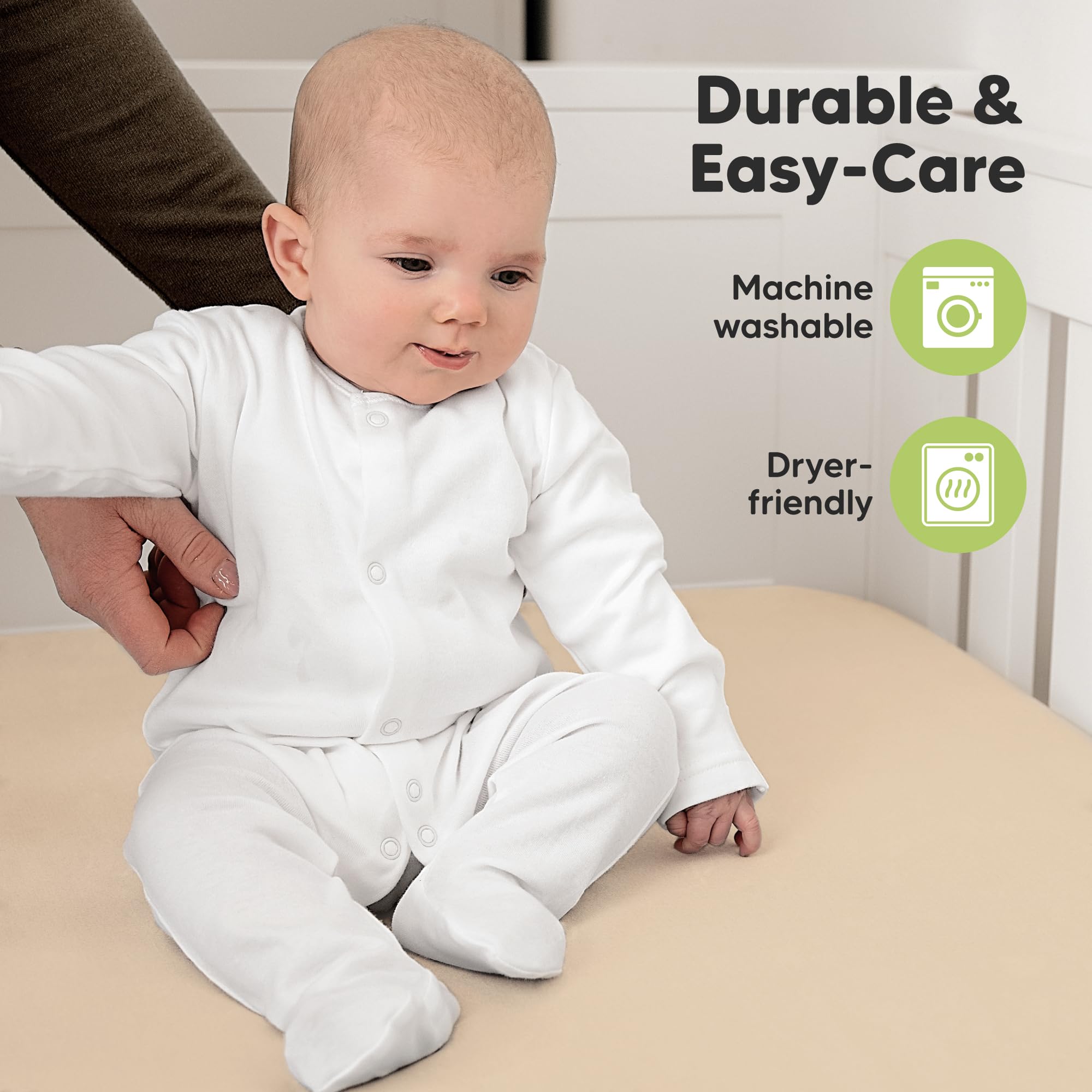 KeaBabies machine washable dryer-friendly crib sheets withstand frequent laundry.