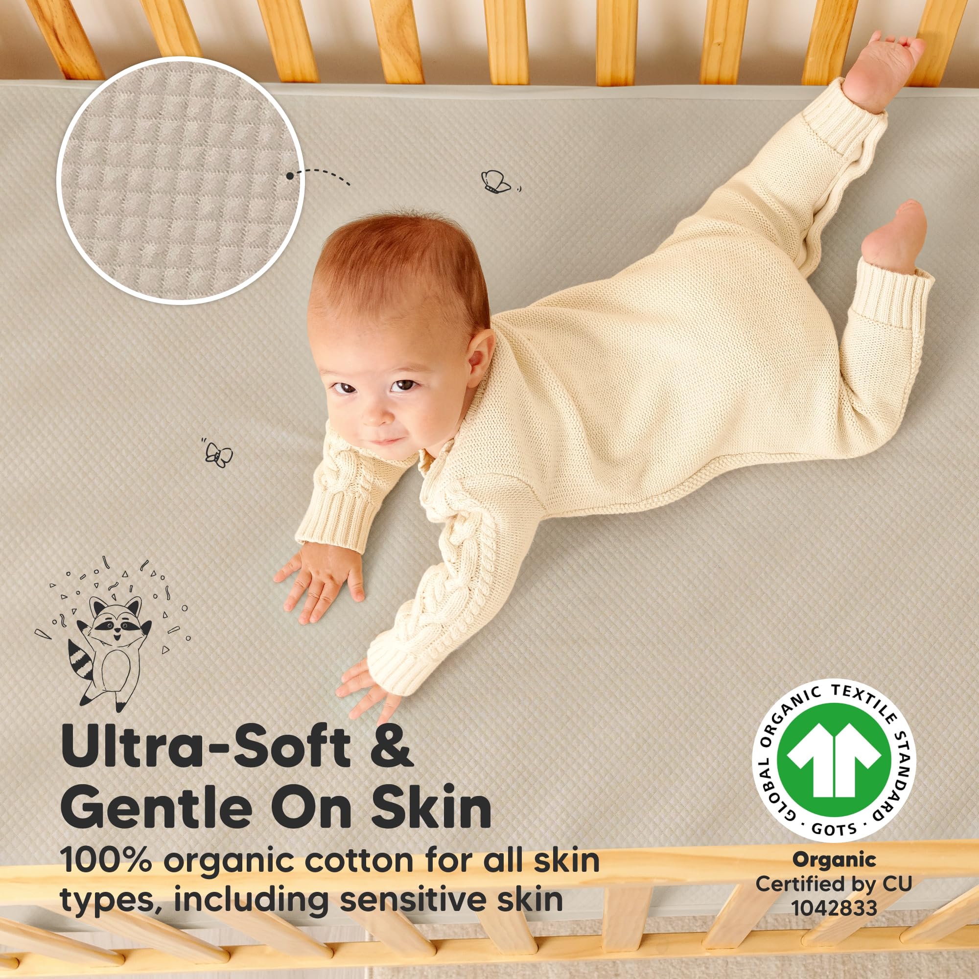 KeaBabies machine-washable protector ready for quick cleanup after messes