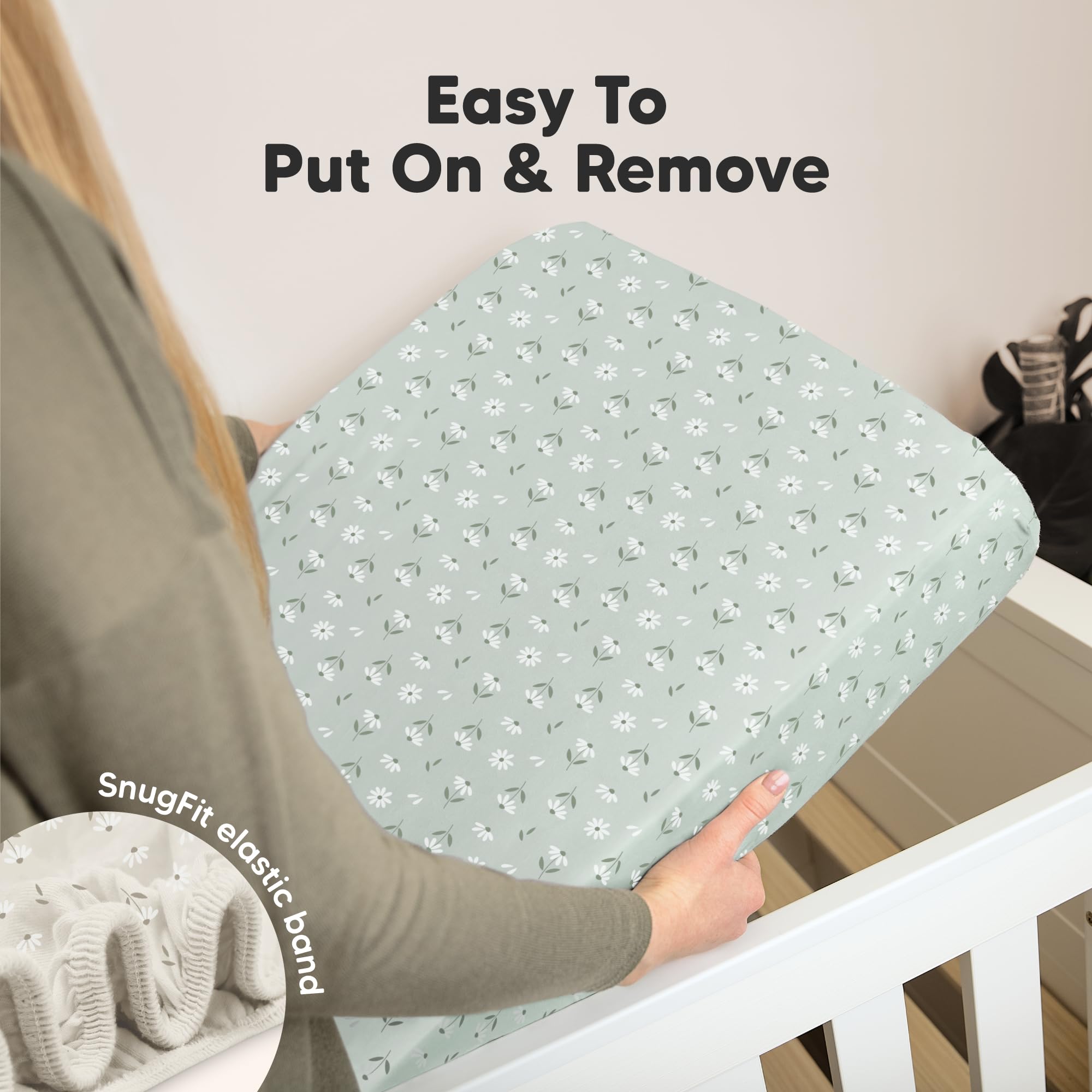 KeaBabies machine-washable crib sheets ready for daily use