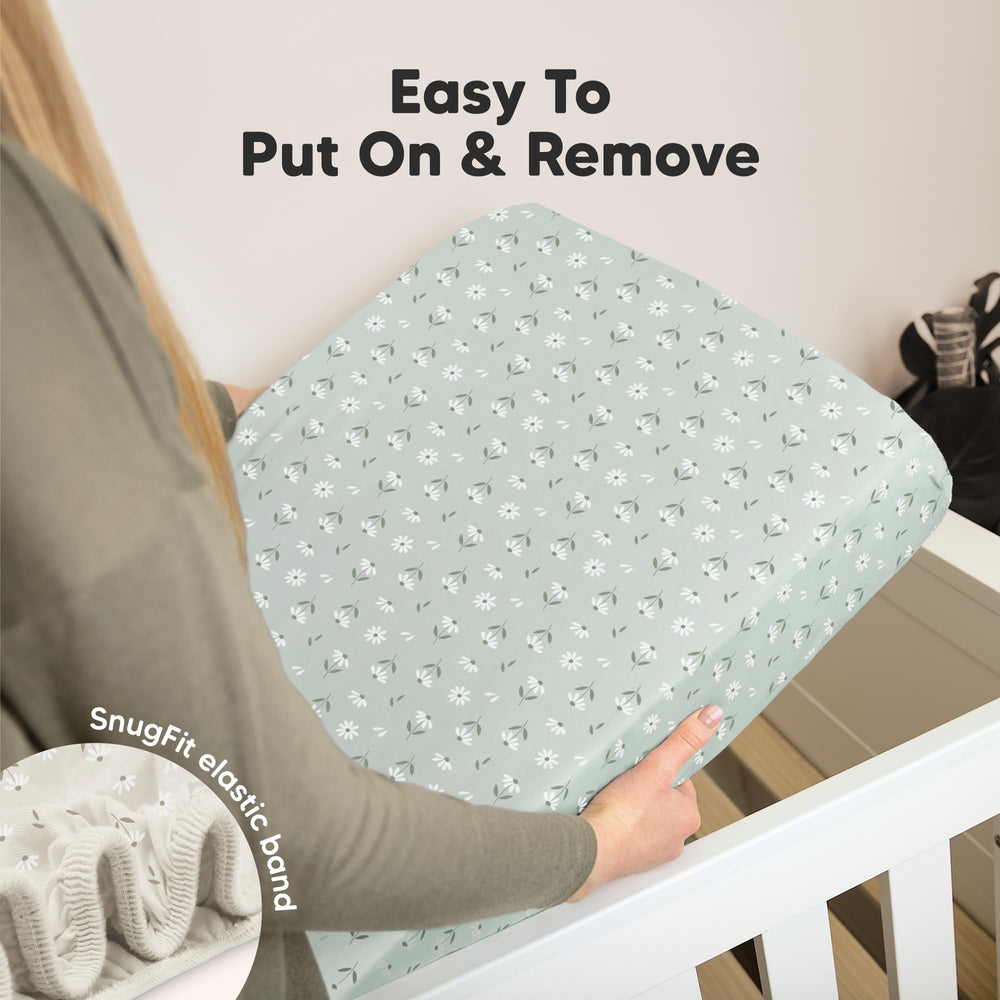 KeaBabies machine-washable crib sheets ready for daily use