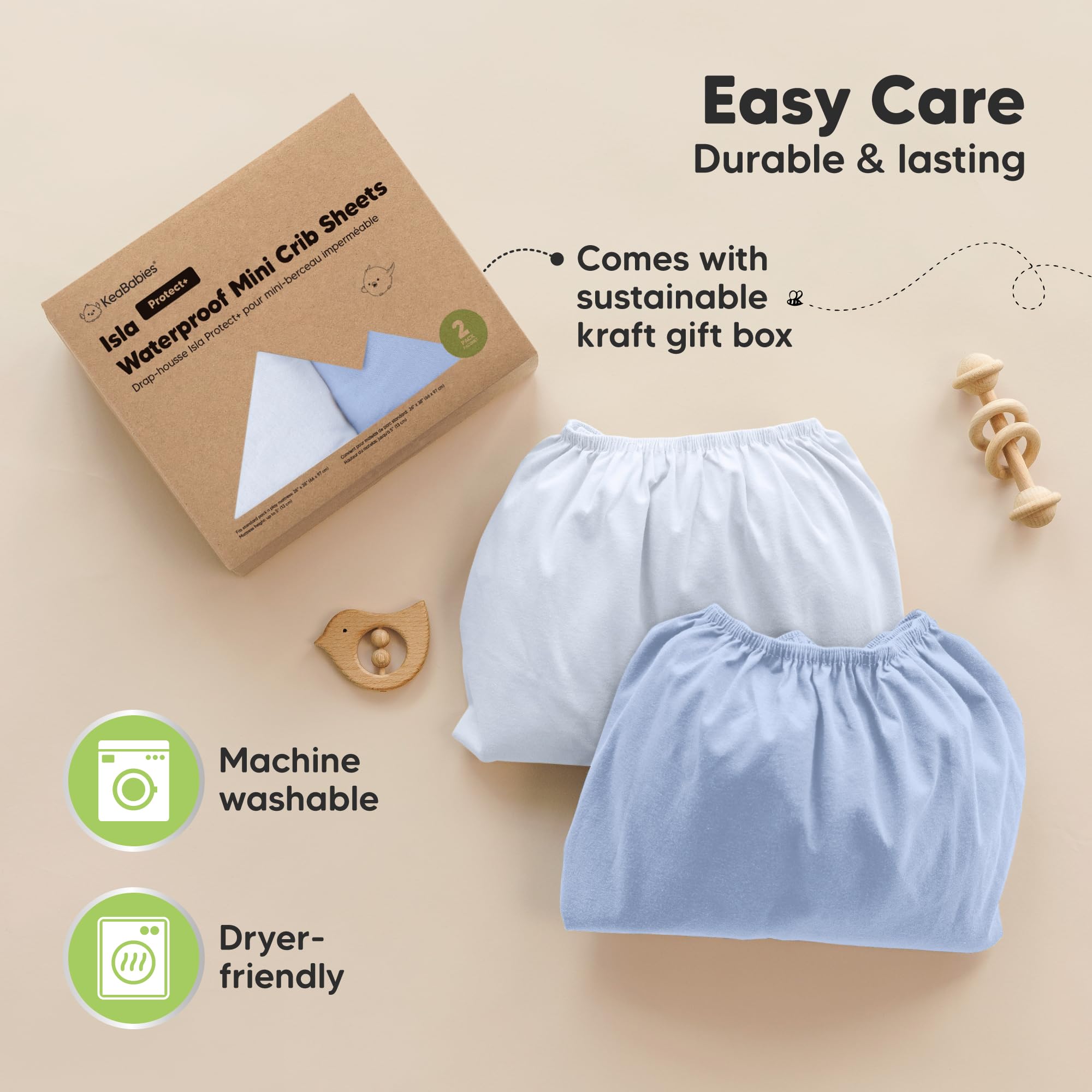KeaBabies machine-washable icon indicating easy care