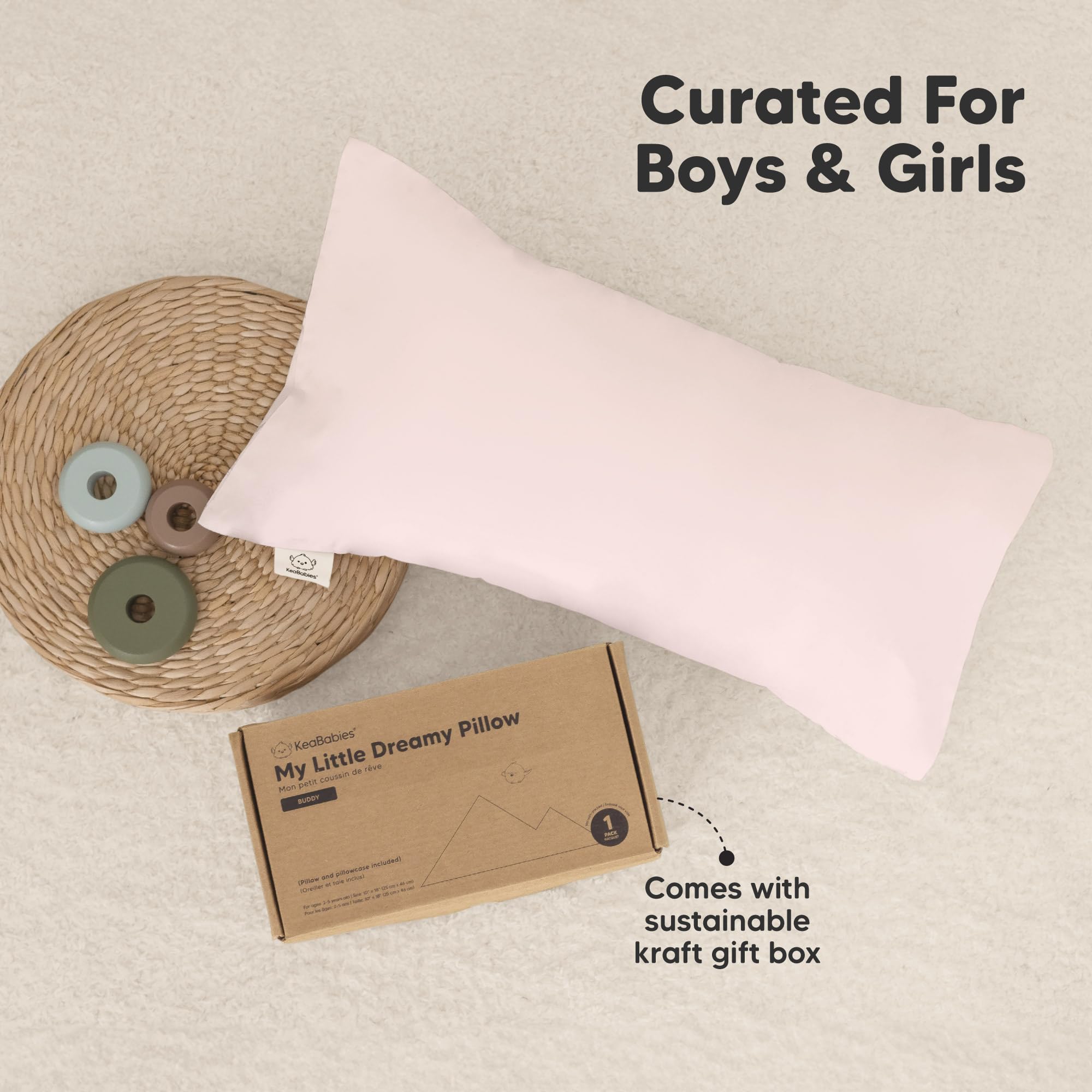 KeaBabies machine-washable pillow and case for easy cleanliness
